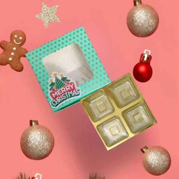 Christmas 4 cavity box green pack of 10