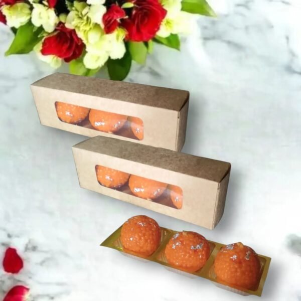 1.6×2×6.25 inch box | 3 Laddu craft candle box with cavity | Small bubble candle box