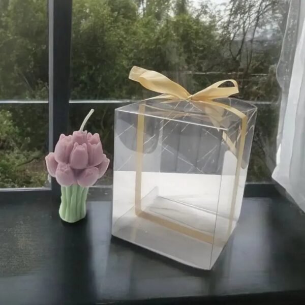 4 × 4 × 5 inch Pvc candle box with ribbon pack of 10
