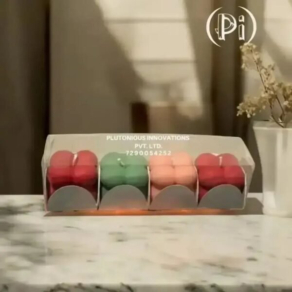 4 laddu candle box with cavity | 4 bubble candle box | 4 modak candle box | 4 T-light candles box | pvc candle box  pack of 10